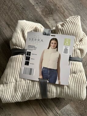 Serra Cream Corduroy Puffer Vest